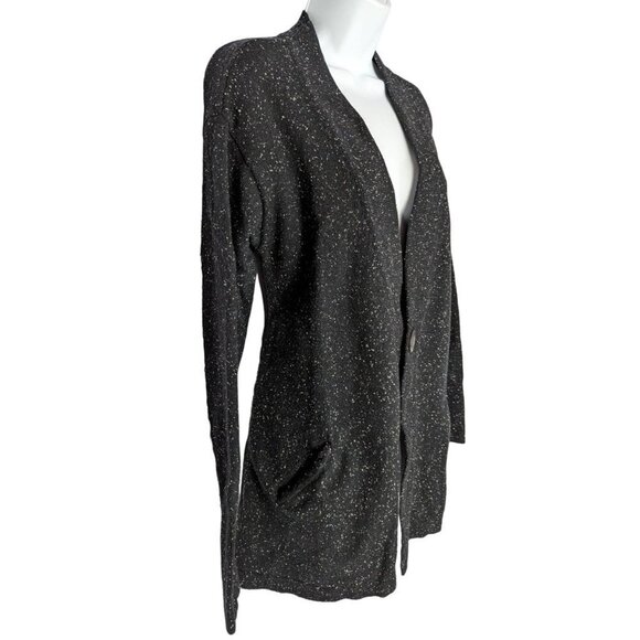 J.Jill Cardigan Black with White specks one button long sleeve Women's size M - Picture 4 of 8
